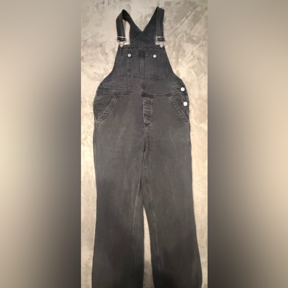 “We The Free” Womens Overalls Black Denim 100% Cotton Chore Work Bib Sz 28 - Picture 1 of 9